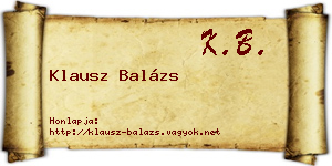 Klausz Balázs névjegykártya